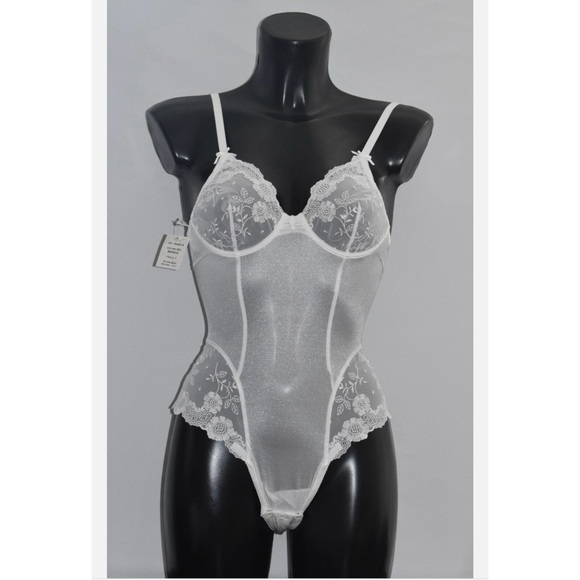 Sheer White Lace Teddy Bodysuit